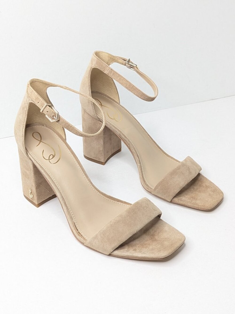 Sam Edelman Daniella Heeled Dress Sandals Oatmeal Suede Womens 9.5